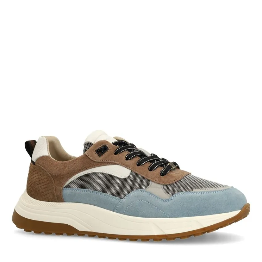 Manfield Blauwe suède sneakers^Heren Sneakers