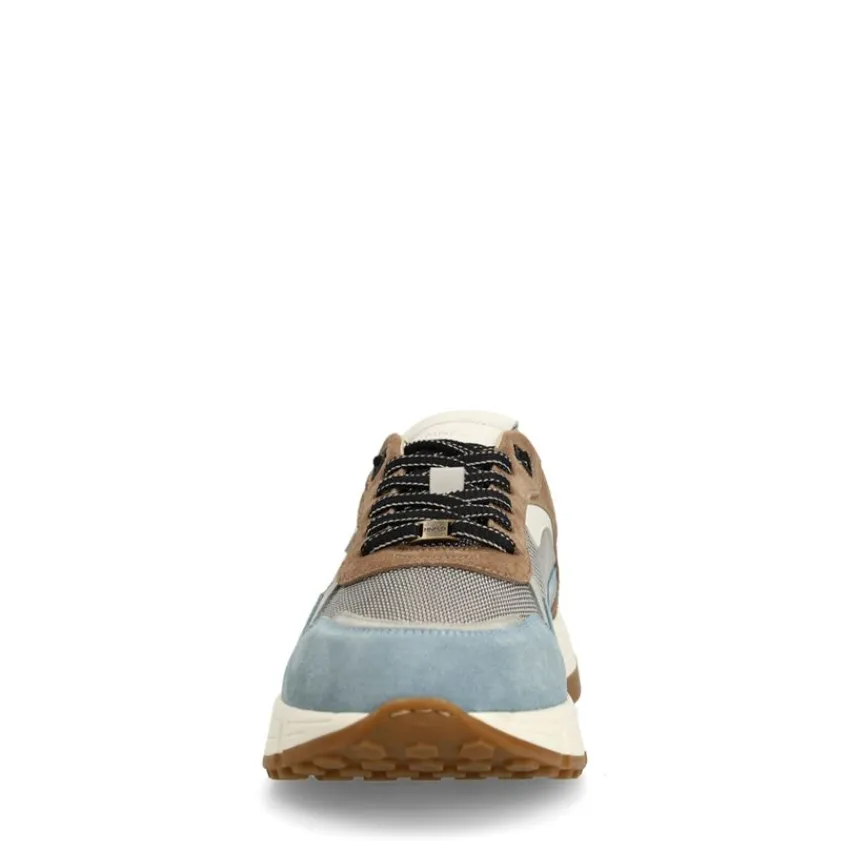 Manfield Blauwe suède sneakers^Heren Sneakers