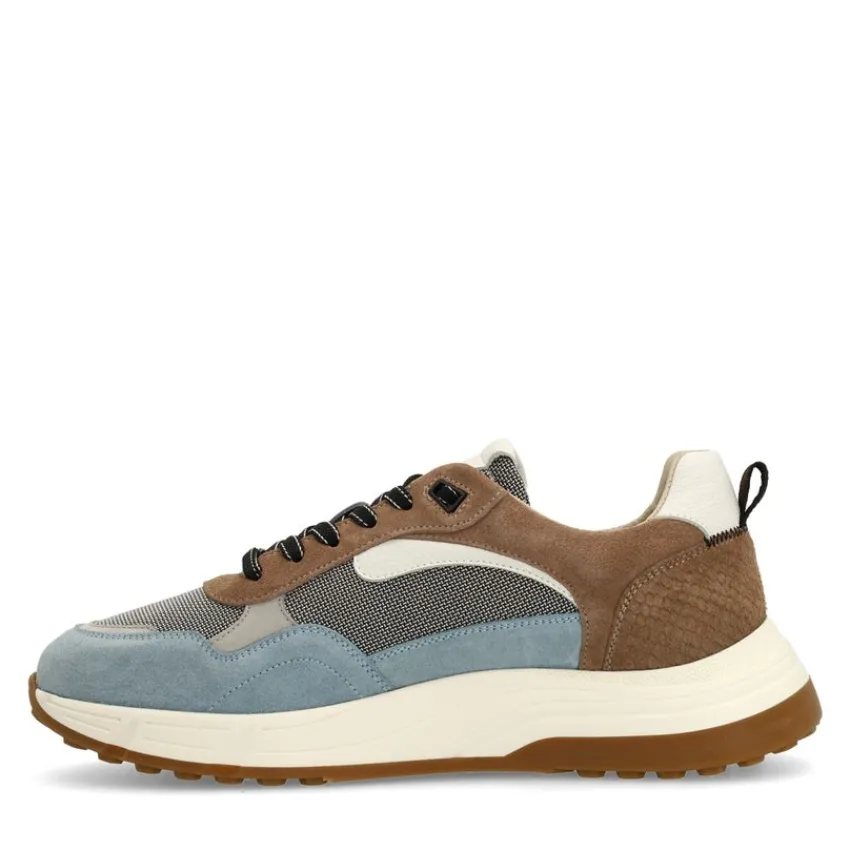 Manfield Blauwe suède sneakers^Heren Sneakers
