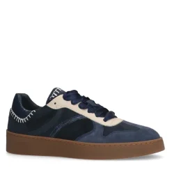 Manfield Blauwe suède sneakers met fluwelen details^DAMES Sneakers