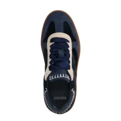 Manfield Blauwe suède sneakers met fluwelen details^DAMES Sneakers