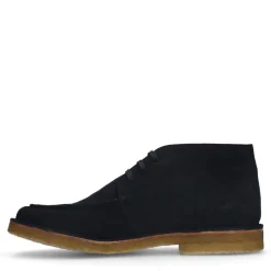 Manfield Blauwe suède veterboots^Heren Veterschoenen