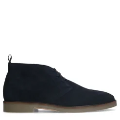 Manfield Blauwe suède veterboots^Heren Boots