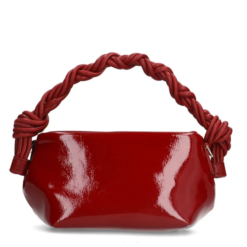 Manfield Bordeaux rode lak handtas^ Handtassen