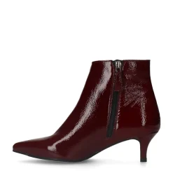 Manfield Bordeaux rode lak leren enkellaarsjes met hak^DAMES Enkellaarsjes