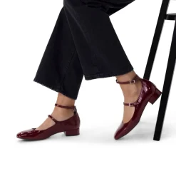Manfield Bordeaux rode lak leren Mary Jane pumps^DAMES Pumps