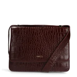 Manfield Bordeaux rode lakleren croco schoudertas^ Schoudertassen
