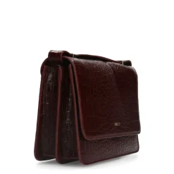 Manfield Bordeaux rode lakleren croco schoudertas^ Schoudertassen