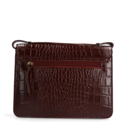 Manfield Bordeaux rode lakleren croco schoudertas^ Schoudertassen