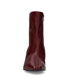 Manfield Bordeaux rode leren enkellaarsjes met hak^DAMES Enkellaarsjes