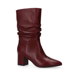 Manfield Bordeaux rode leren laarzen met hak^DAMES Laarzen