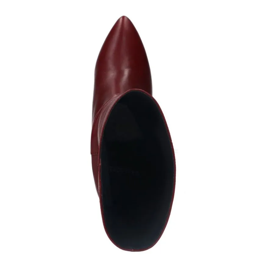 Manfield Bordeaux rode leren laarzen met hak^DAMES Laarzen