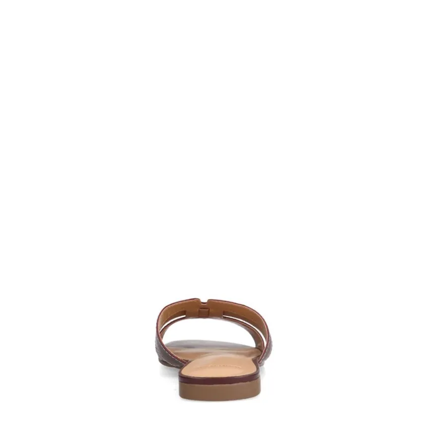 Manfield Bordeaux rode leren slippers^DAMES Slippers