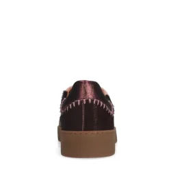 Manfield Bordeaux rode suède sneakers met details^DAMES Sneakers