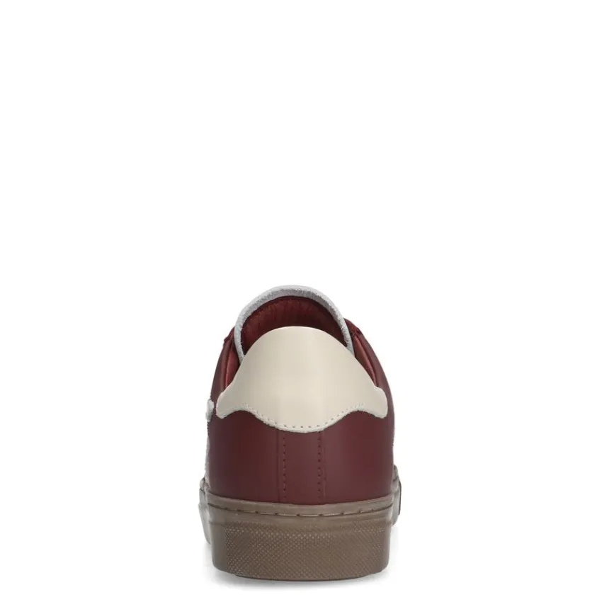 Manfield Bordeauxrode leren sneakers^DAMES Sneakers