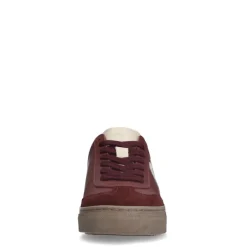Manfield Bordeauxrode leren sneakers^DAMES Sneakers