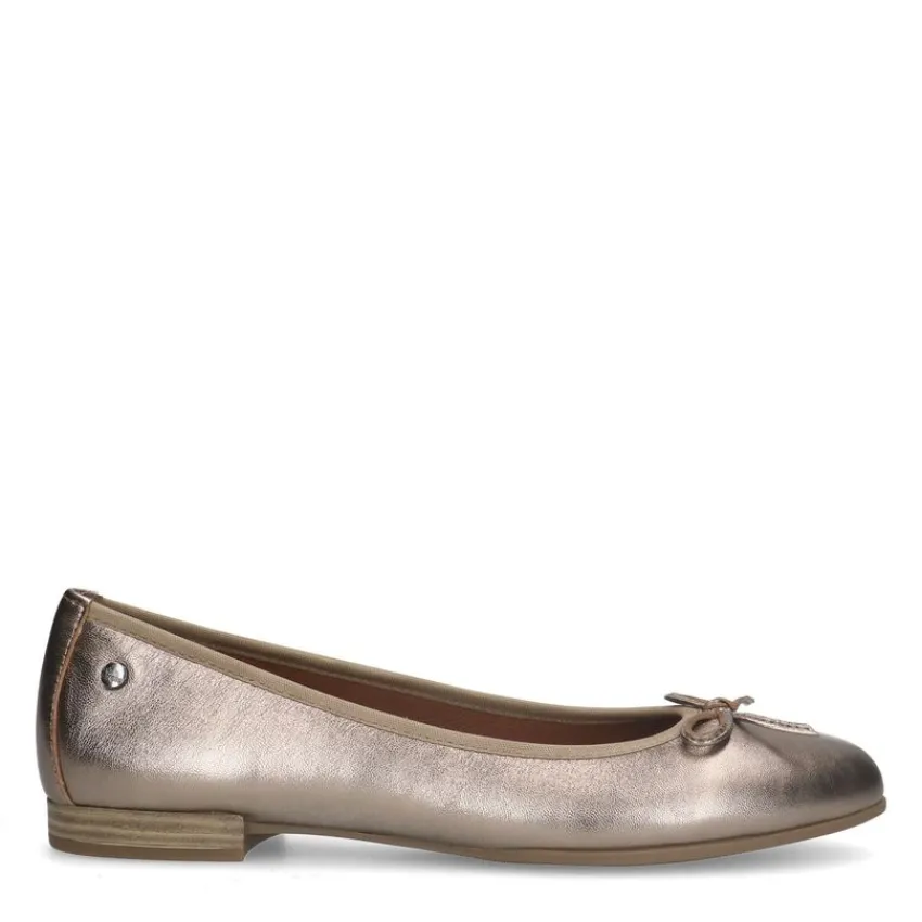 No Stress Bronzen leren ballerina's met strik^DAMES Loafers