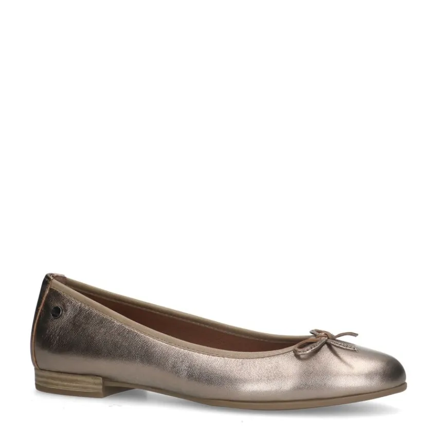 No Stress Bronzen leren ballerina's met strik^DAMES Loafers