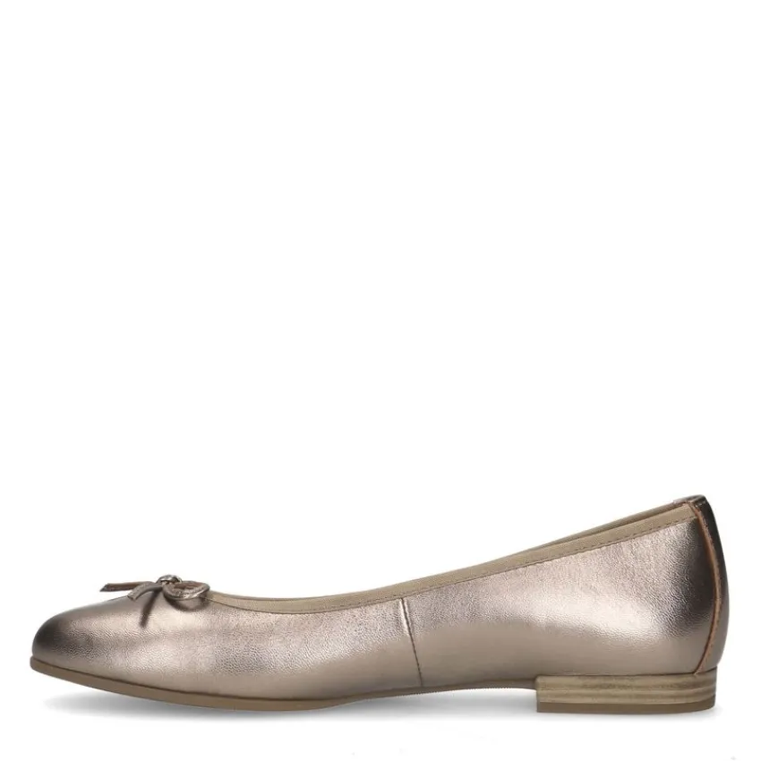 No Stress Bronzen leren ballerina's met strik^DAMES Loafers