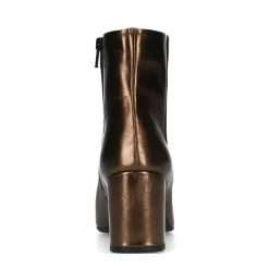 Manfield Bronzen leren enkellaarsjes met hak^DAMES Enkellaarsjes