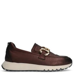 Manfield Bronzen leren loafers met goudkleurige chain^DAMES Loafers