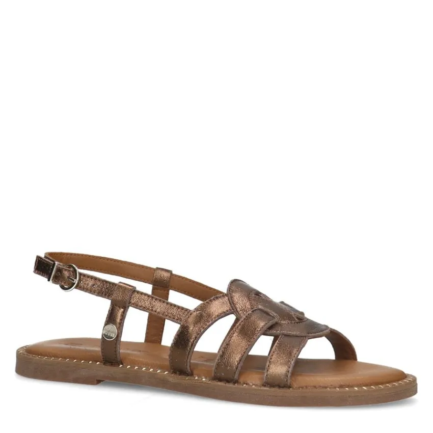 No Stress Bronzen leren sandalen^DAMES Sandalen