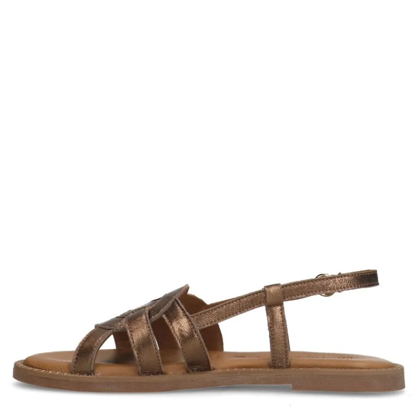 No Stress Bronzen leren sandalen^DAMES Sandalen