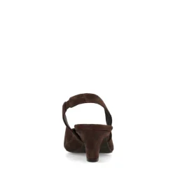 Manfield Bruin bedrukte suède slingbacks^DAMES Pumps|Slingbacks