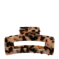 Manfield Bruin gekleurde haarclip met print^ Haaraccessoires
