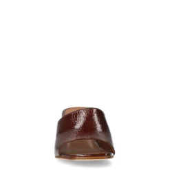 Manfield Bruine lakleren sandalen met hak^DAMES Sandalen