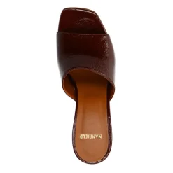 Manfield Bruine lakleren sandalen met hak^DAMES Sandalen