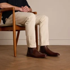 Manfield Bruine leren chelsea boots^Heren Boots