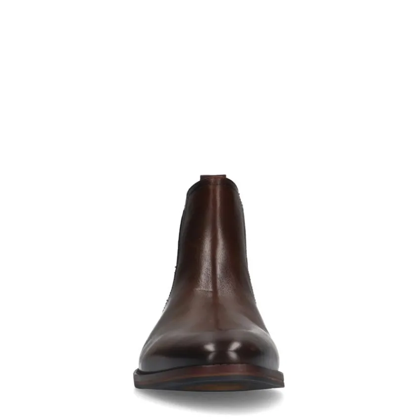 Manfield Bruine leren chelsea boots^Heren Boots