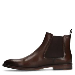 Manfield Bruine leren chelsea boots^Heren Boots