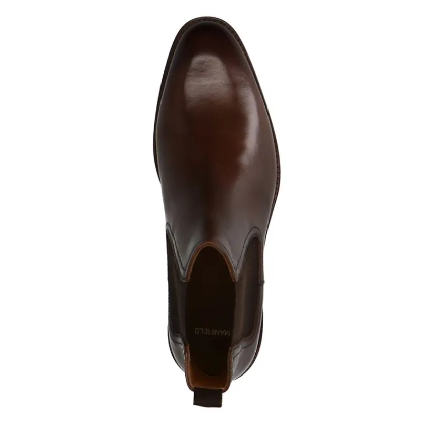 Manfield Bruine leren chelsea boots^Heren Boots