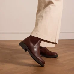 Manfield Bruine leren chelsea boots^DAMES Enkellaarsjes