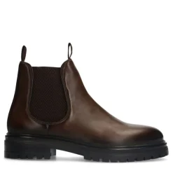 Manfield Bruine leren chelsea boots^Heren Boots