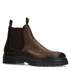 Manfield Bruine leren chelsea boots^Heren Boots