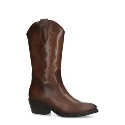 Manfield Bruine leren cowboy laarzen^DAMES Laarzen|Enkellaarsjes