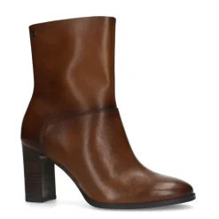 No Stress Bruine leren enkellaarsjes met hak^DAMES Enkellaarsjes