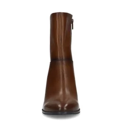 No Stress Bruine leren enkellaarsjes met hak^DAMES Enkellaarsjes