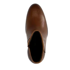 No Stress Bruine leren enkellaarsjes met hak^DAMES Enkellaarsjes