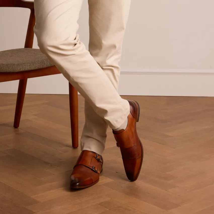 Black label Bruine leren gespschoenen^Heren Gespschoenen