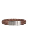 Manfield Bruine leren gevlochten heren armband^ Sieraden