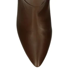 Manfield Bruine leren hoge laarzen met hak^DAMES Laarzen