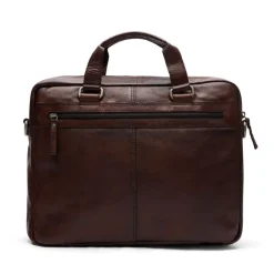 Manfield Bruine leren laptoptas^ Laptoptassen