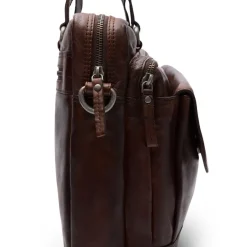 Manfield Bruine leren laptoptas^ Laptoptassen