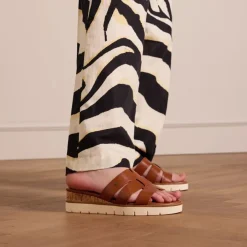 No Stress Bruine leren sandalen^DAMES Slippers