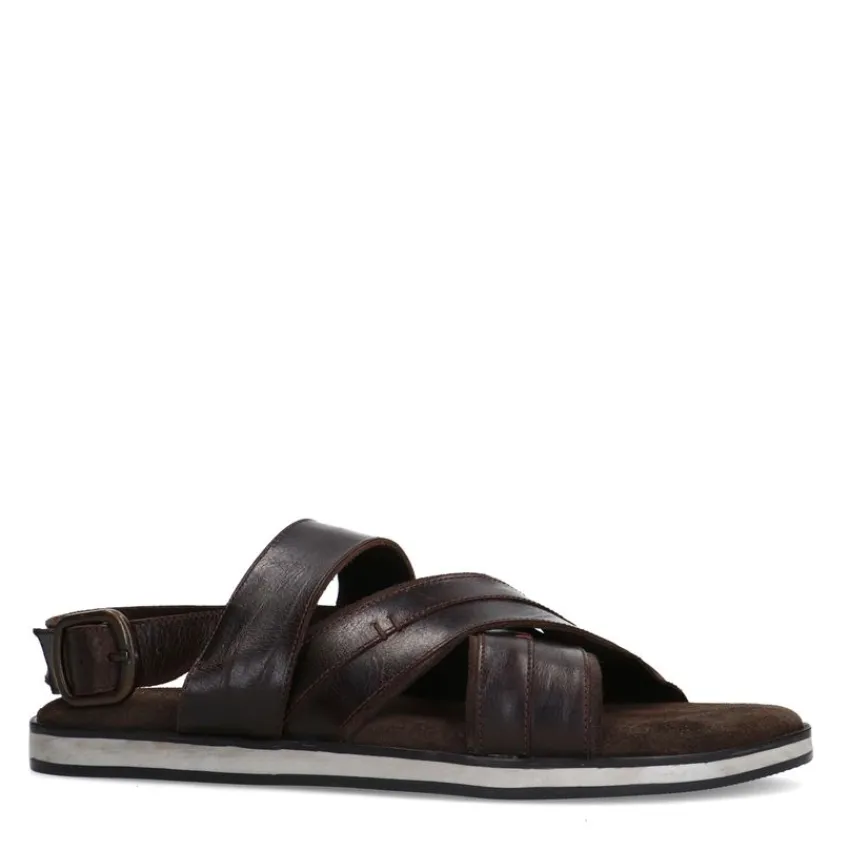 No Stress Bruine leren sandalen^Heren Slippers & Sandalen