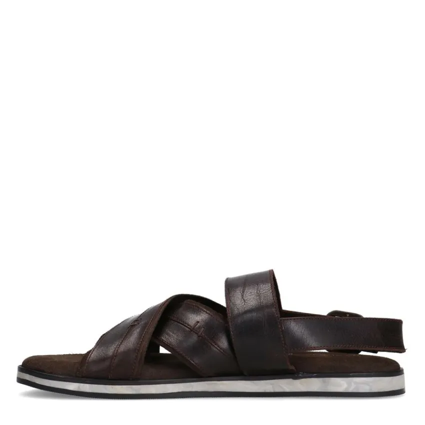 No Stress Bruine leren sandalen^Heren Slippers & Sandalen